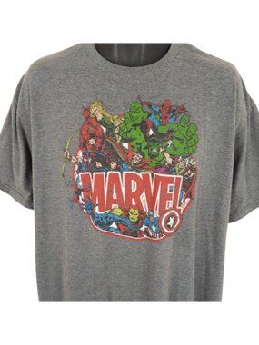 Marvel Heroes T Shirt Mens Size 2XL Gray Hulk Spider-Man Ironman Captain America